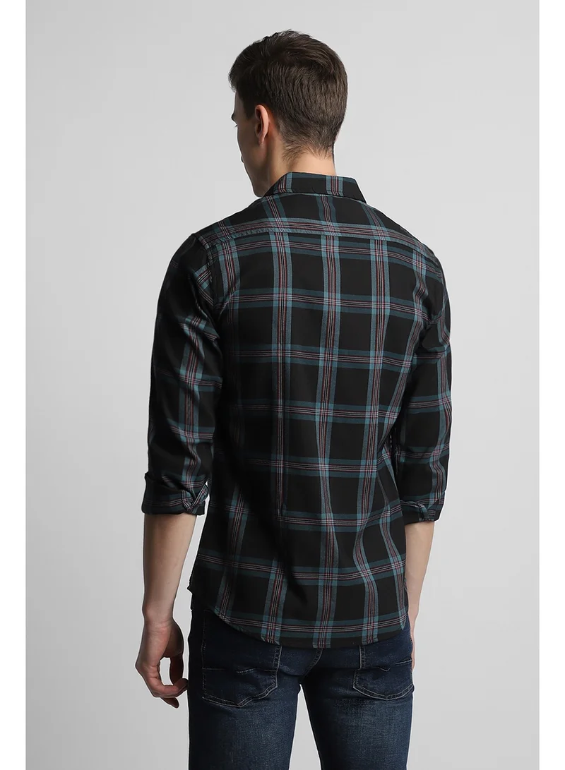 دينيس لينغو Black Casual Shirt for Men, 100% Cotton, Slim Fit