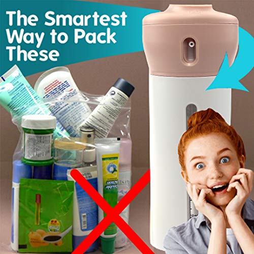 CHIVENIDO 2 Pack 4 in 1 Travel Dispenser, CHIVENIDO Lotion Shampoo Gel Travel Dispenser Bottle Sets Shower Bottles Refillable Travel Bottles for Makeup Travel Supplies (Pink, Gray) - Image 5