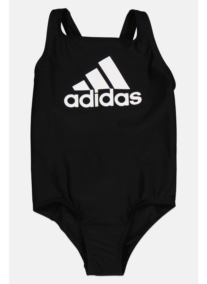 Adidas - Toddlers Girl Brand Logo One Piece Swimwear, Black/White - Image 1