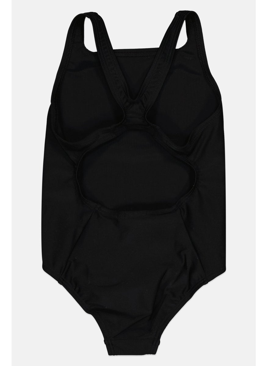 Adidas - Toddlers Girl Brand Logo One Piece Swimwear, Black/White - Image 1
