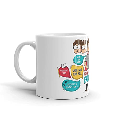 Oye Happy - Great Indian Father Illustrated Premium Mug - Best Gift for Dad on Birthday/Father's Day - Image 3