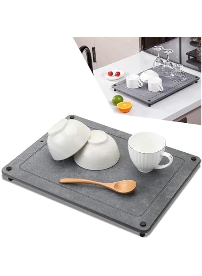 HOOKOR Dish Drying Mats for Kitchen Counter-Dries Instantly – Stainless Steel Feet, Home Dish Drying Pad, Dishes, Etc.Dish Drying Mats(40x30CM)  - Image 1
