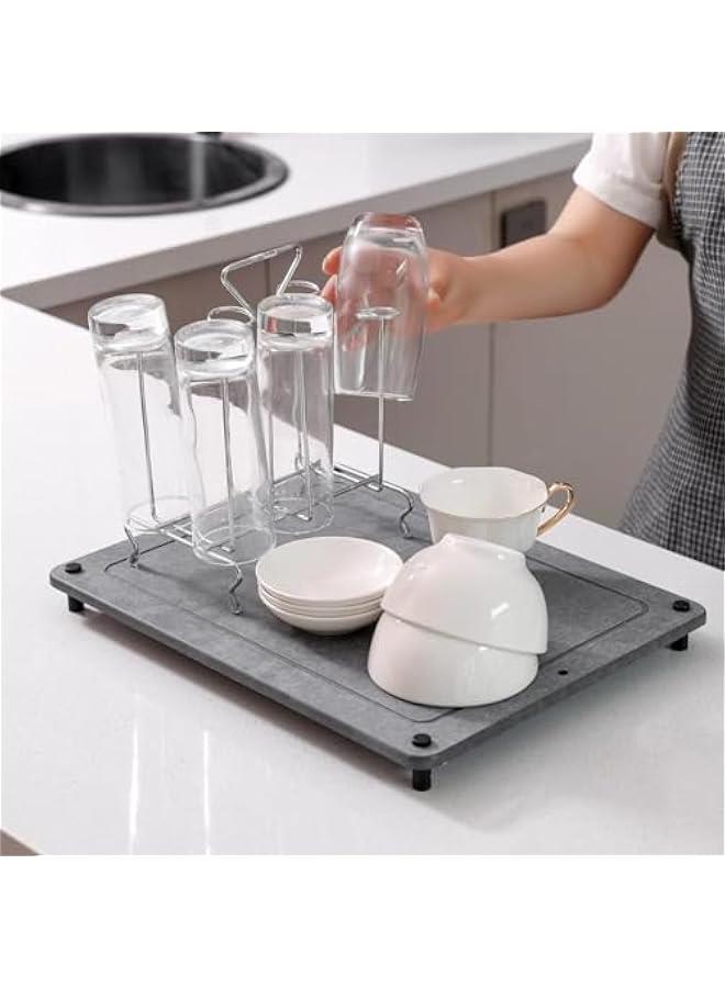 HOOKOR Dish Drying Mats for Kitchen Counter-Dries Instantly – Stainless Steel Feet, Home Dish Drying Pad, Dishes, Etc.Dish Drying Mats(40x30CM)  - Image 2