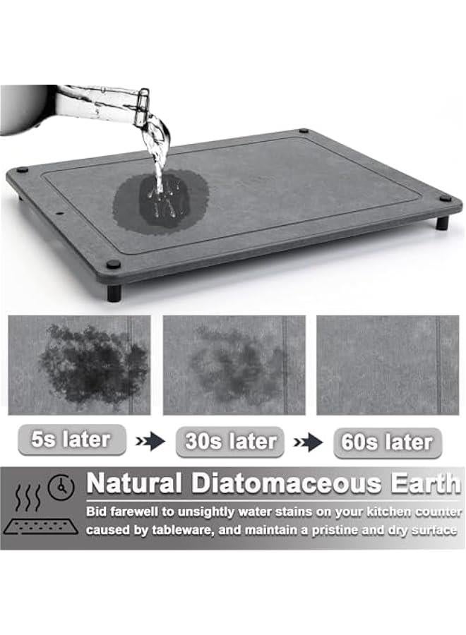 HOOKOR Dish Drying Mats for Kitchen Counter-Dries Instantly – Stainless Steel Feet, Home Dish Drying Pad, Dishes, Etc.Dish Drying Mats(40x30CM)  - Image 3
