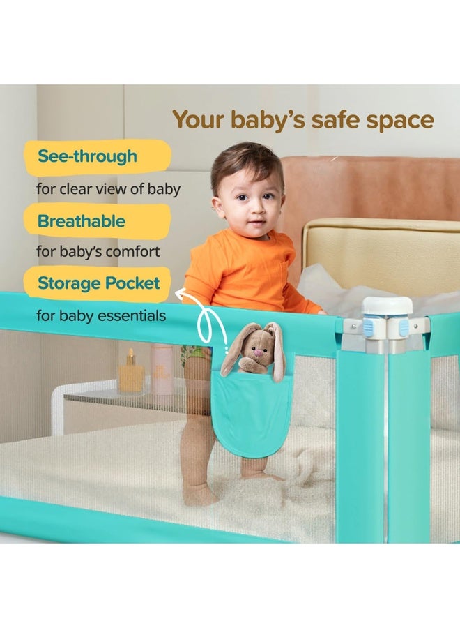 Luvlap Comfy Baby Bed Rail Guard (180cmx72cm) Bed Rails for Baby & Toddler Safety, Portable, Adjustable Height, Single Side Bed Rail, Pack of 1 (Green - Without Print) - Image 2
