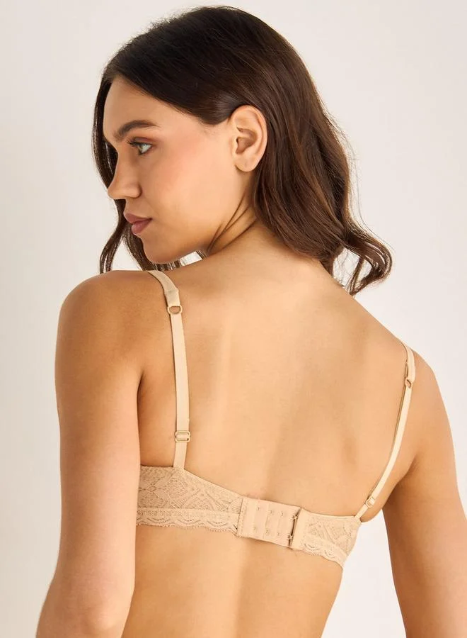 Splash FAV Set of 2 - Lace Detail Balconette Bra with Hook and Eye Closure