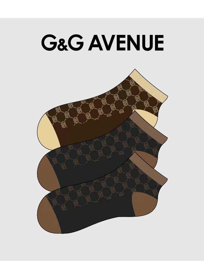 G&G AVENUE Men's and women's socks can be worn all season, ankle socks, sports breathable socks, three pairs of short socks  - Image 1
