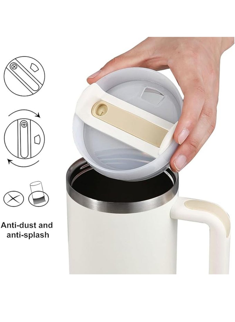 Shopaholic - 40oz Insulated Stainless Steel Tumbler with Handle, Straw & Lid - Large Travel Coffee Mug for Hot & Cold Beverages - Image 1