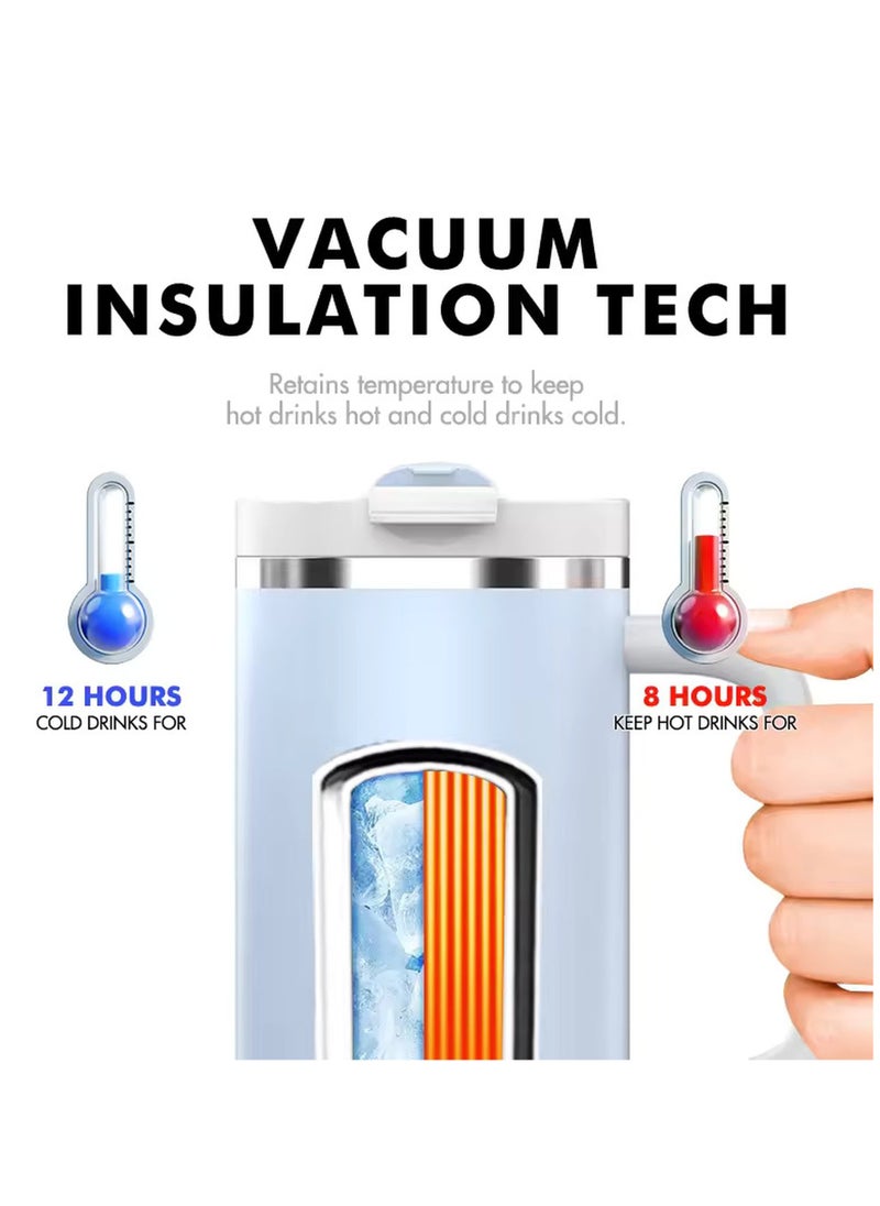 Shopaholic - 40oz Insulated Stainless Steel Tumbler with Handle, Straw & Lid - Large Travel Coffee Mug for Hot & Cold Beverages - Image 1