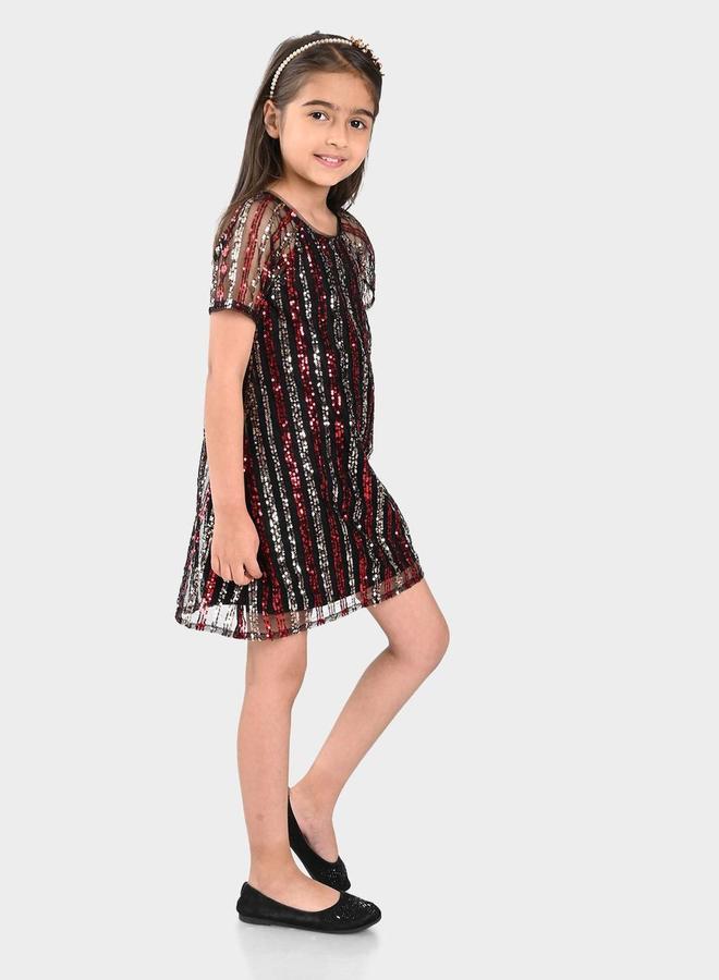 Bonkids Girl's Multicolour 100% Cotton Printed Regular Fit Dress - Image 3
