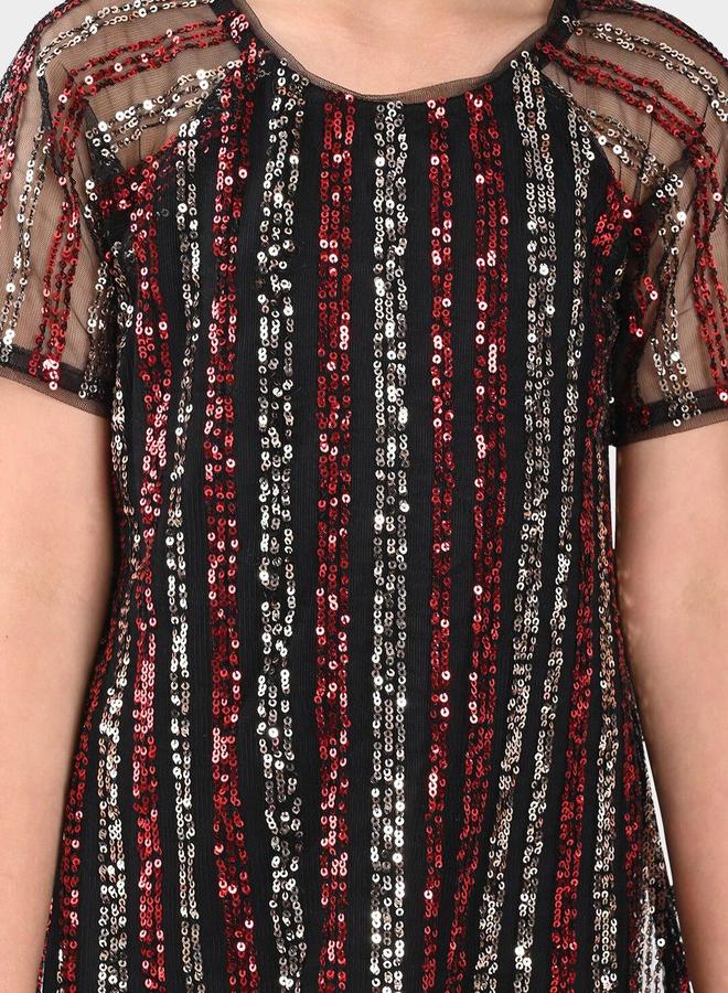 Bonkids Girl's Multicolour 100% Cotton Printed Regular Fit Dress - Image 2