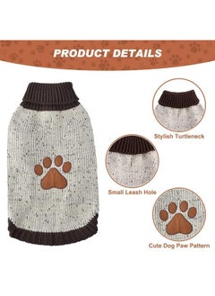 BINGPET Turtle Neck Knitted Dog Sweater,Dog Sweaters For Small Medium Large Dogs With Brown Bone Pattern,Puppy Winter Warm Cloth For Cold Weather Thermal Wear  - Image 3