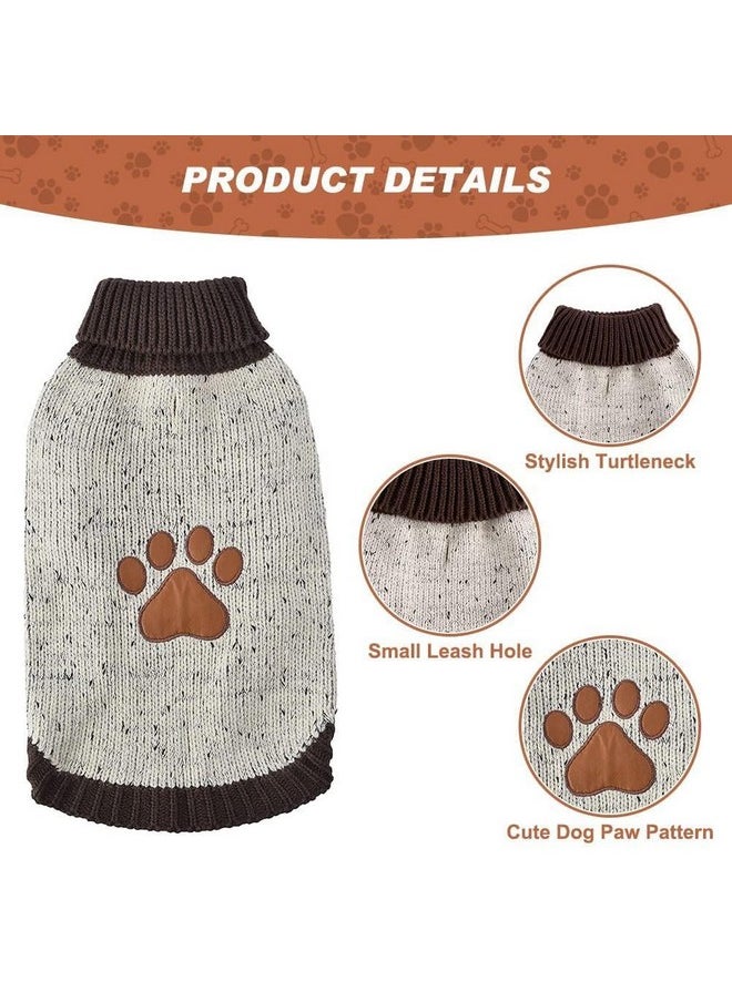 BINGPET - Turtle Neck Knitted Dog Sweater,Dog Sweaters For Small Medium Large Dogs With Brown Bone Pattern,Puppy Winter Warm Cloth For Cold Weather Thermal Wear - Image 1
