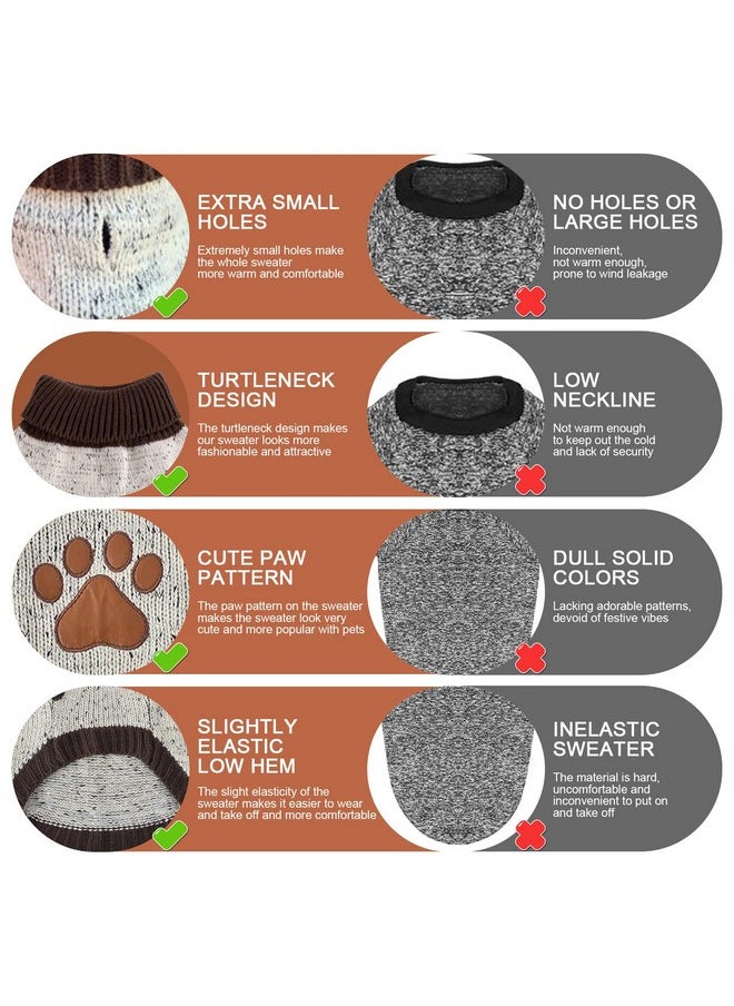 BINGPET - Turtle Neck Knitted Dog Sweater,Dog Sweaters For Small Medium Large Dogs With Brown Bone Pattern,Puppy Winter Warm Cloth For Cold Weather Thermal Wear - Image 1