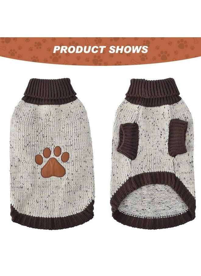 BINGPET - Turtle Neck Knitted Dog Sweater,Dog Sweaters For Small Medium Large Dogs With Brown Bone Pattern,Puppy Winter Warm Cloth For Cold Weather Thermal Wear - Image 1