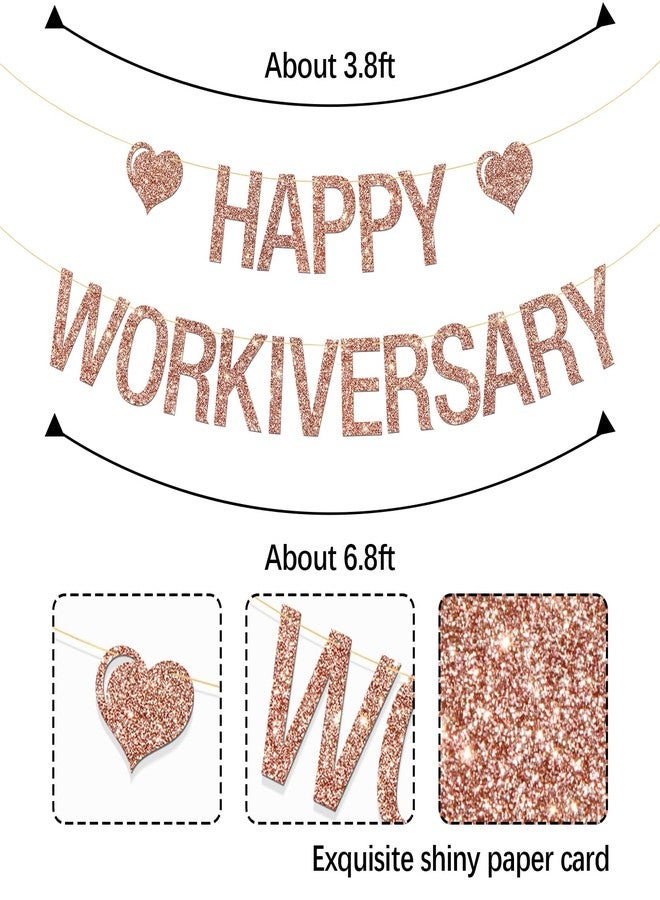 MonMon & Craft Happy Workiversary Banner, Work Office Party Sign/Happy Work Anniversary Party Hanging Bunting Decorations Supplies - Rose Gold Glitter - Image 2
