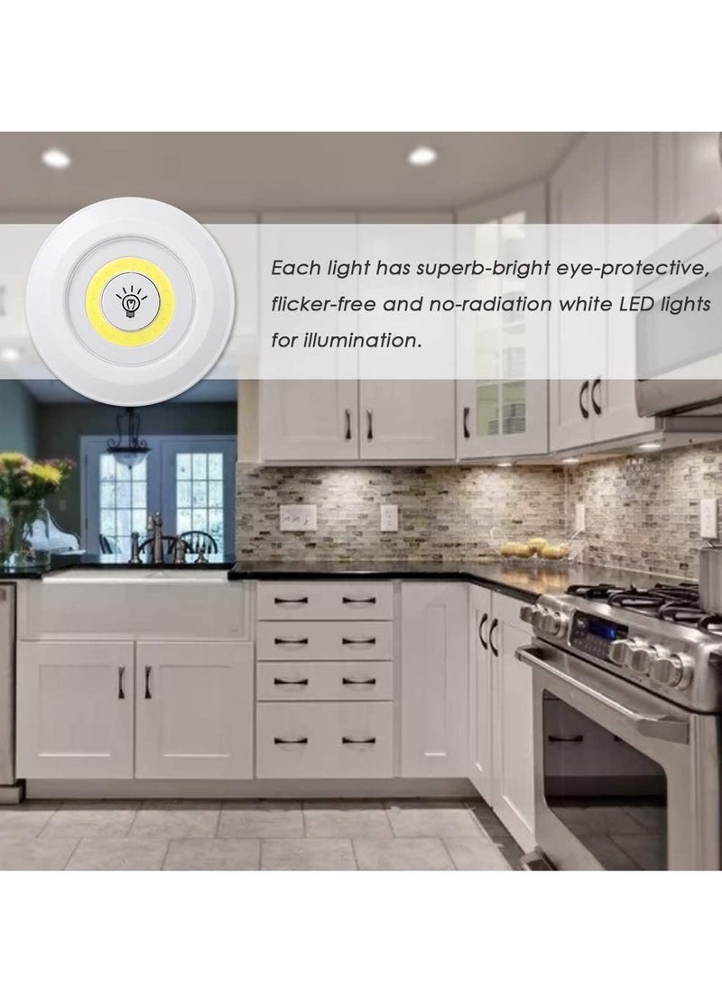 1W COB LED Puck Light 6 Pack with Remote Controller Brightness Adjustable Wireless Dimmable Touch Sensor Control Night Lamp Under Cabinet Lighting Battery Powered Operated for Cabinet Wall - Image 2