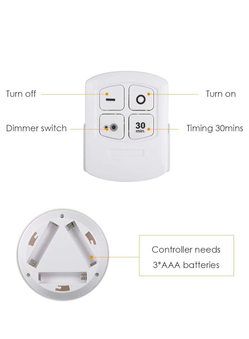 1W COB LED Puck Light 6 Pack with Remote Controller Brightness Adjustable Wireless Dimmable Touch Sensor Control Night Lamp Under Cabinet Lighting Battery Powered Operated for Cabinet Wall - Image 4