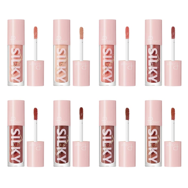 ZUK ZUK Pudaier 8Pcs Glitter Lip Gloss Set Moisturizing Liquid Lipstick Kit Lip Plumper Gloss High Shine Lip Gloss for Women Girl