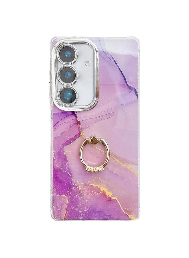 إيروريكس جراب لهاتف Samsung Galaxy S24 FE 5G، جراب هاتف بحلقة من نسيج رخامي مطلي بالكهرباء - Image 1