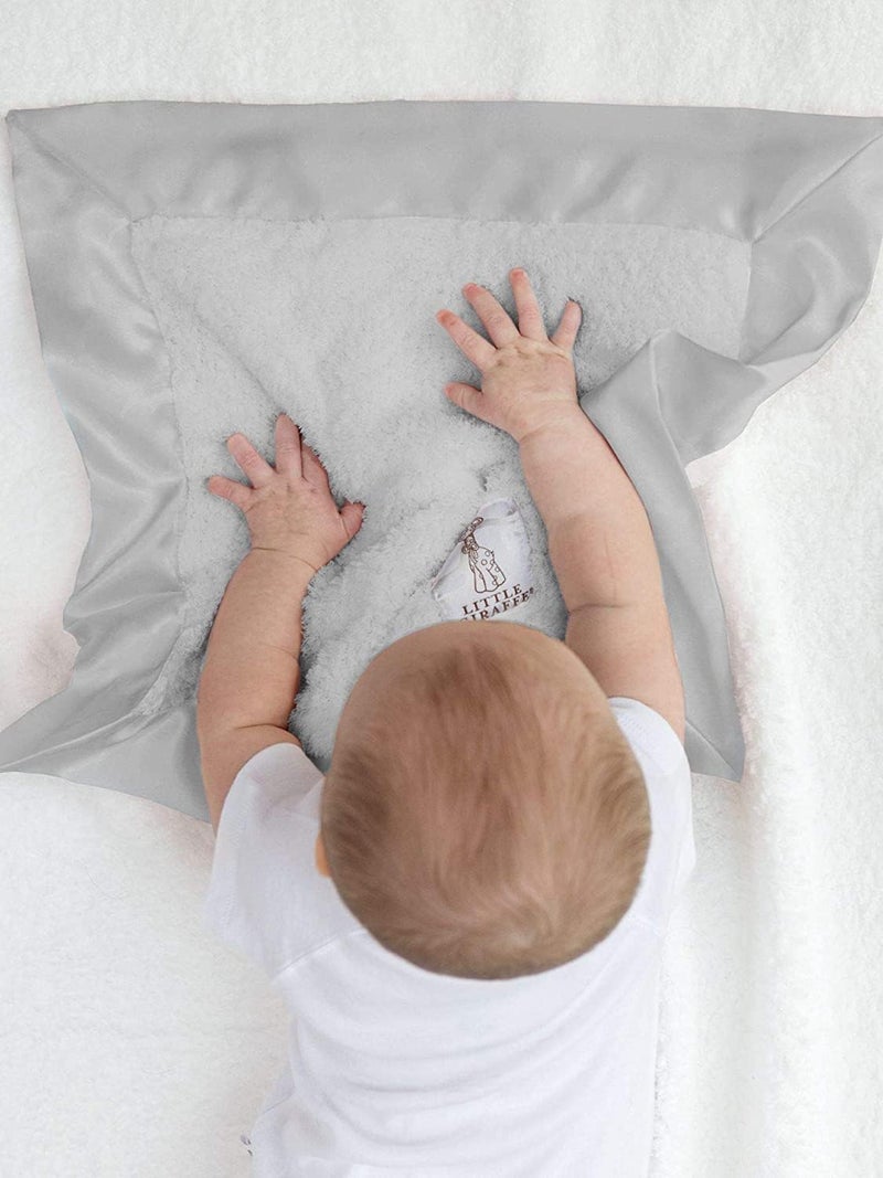 Little Giraffe Chenille Blanky in Silver - Soft Plush Security Blanket for Babies - Image 2