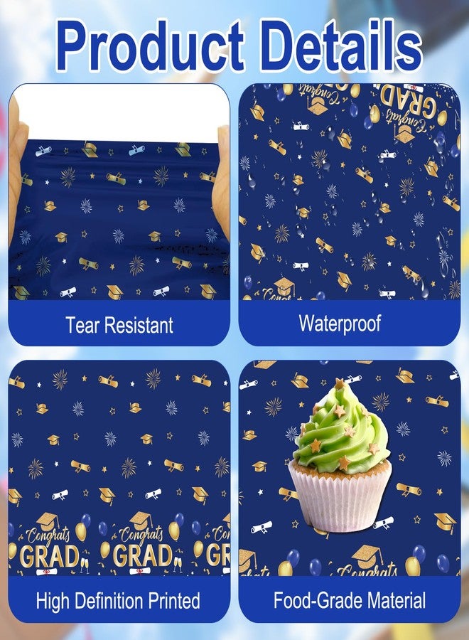 WSepascI Graduation Tablecloth, 3Pcs Blue and Gold Graduation Table Cloth for 2026 Graduations Decorations, Disposable Plastic Tablecover for Class of 2026 Congrats Grad Party Decorations Supplies, 54"x108" - Image 3