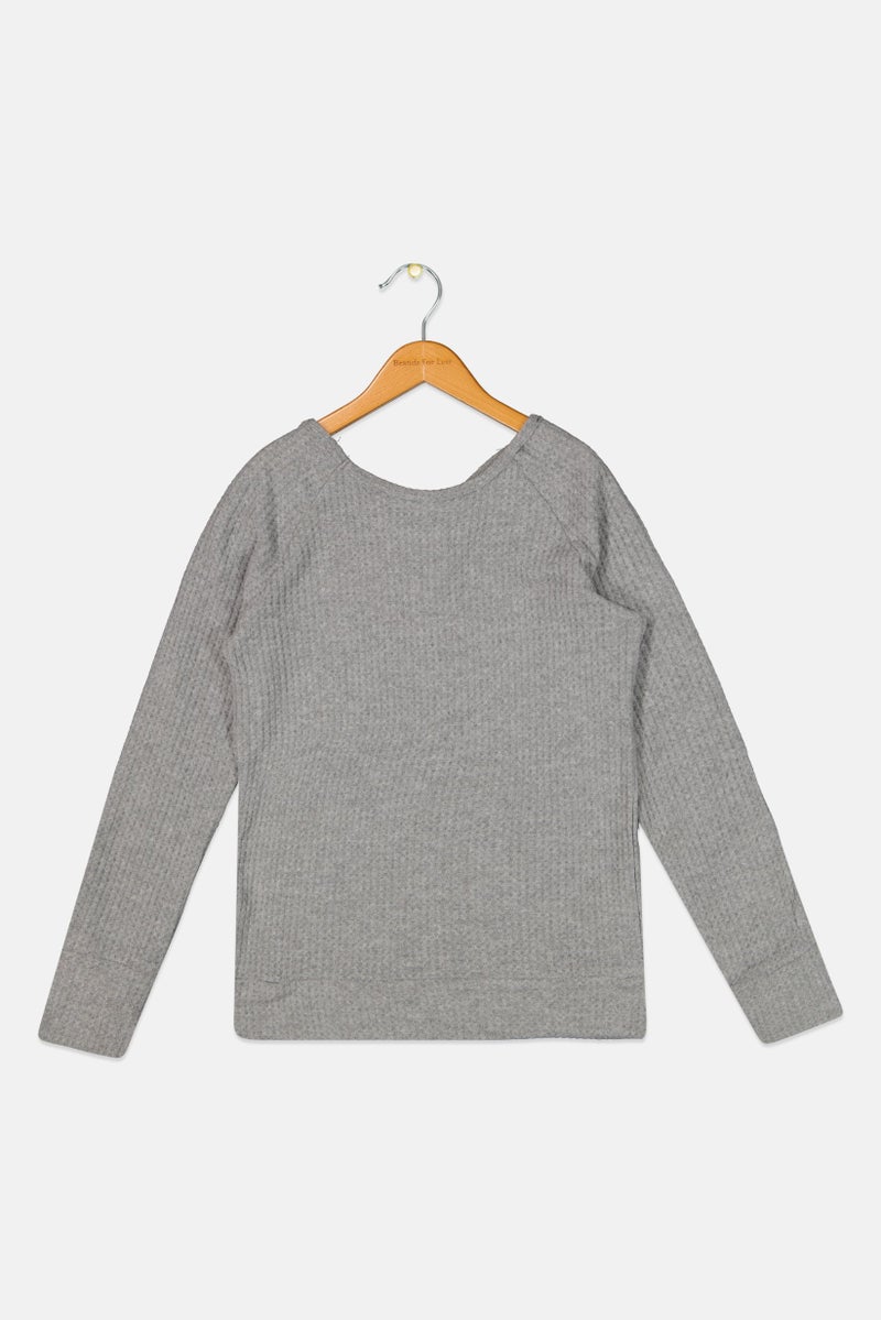 Kids Girl Jacquard Long Sleeve Sweatshirts, Grey