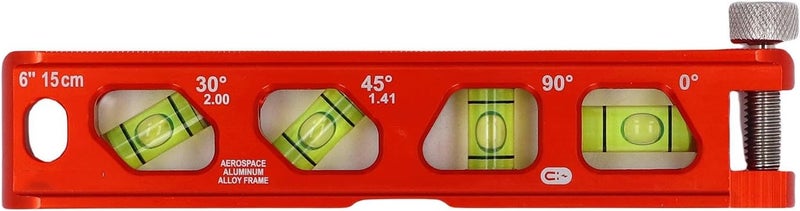 Hilitand Bubble Level Ruler, 6 Inch 15cm Level with 4 Bubble Vials for 0/30/45/90 Degrees, Cast Aluminum Ruler with Metric Imperial Scales for Pipe Work - Image 1