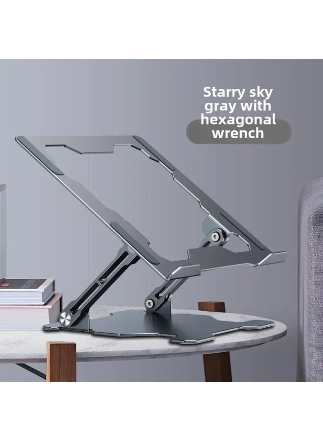 Aluminum Alloy Laptop Stand Hollow Out Computer Stand Height Adjustable Heat Dissipation Raised Desktop Holder-Color:Deep Hollow Ash-M12 Hollow Aluminum Alloy Bracket