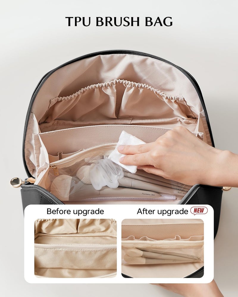 EACHY Travel Makeup Bag,Large Capacity Cosmetic Bags for Women,Waterproof Portable Pouch Open Flat Toiletry Bag Pattern Makeup Bag - Image 3