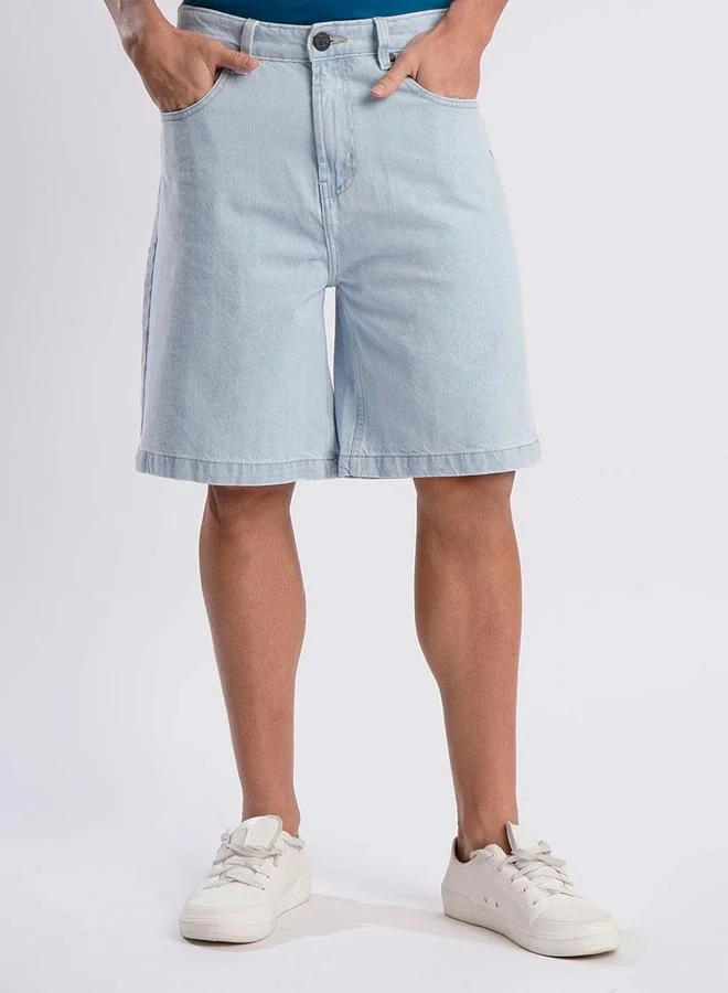 Styli Men Light Blue Relaxed Fit Denim Shorts By Bene Kleed