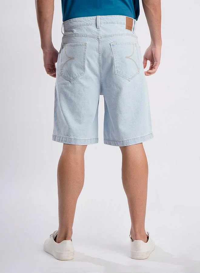 Styli Men Light Blue Relaxed Fit Denim Shorts By Bene Kleed
