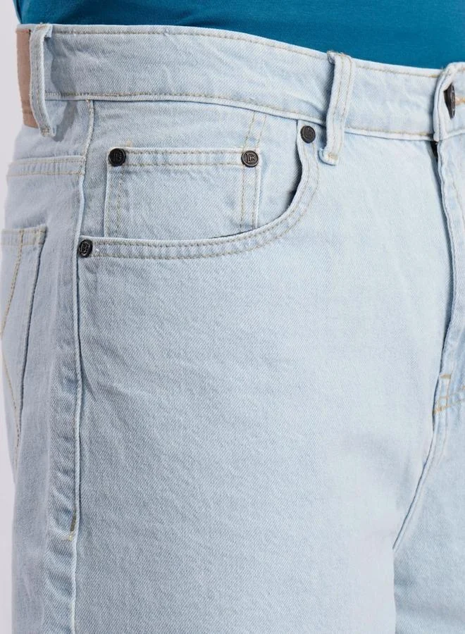 Styli Men Light Blue Relaxed Fit Denim Shorts By Bene Kleed