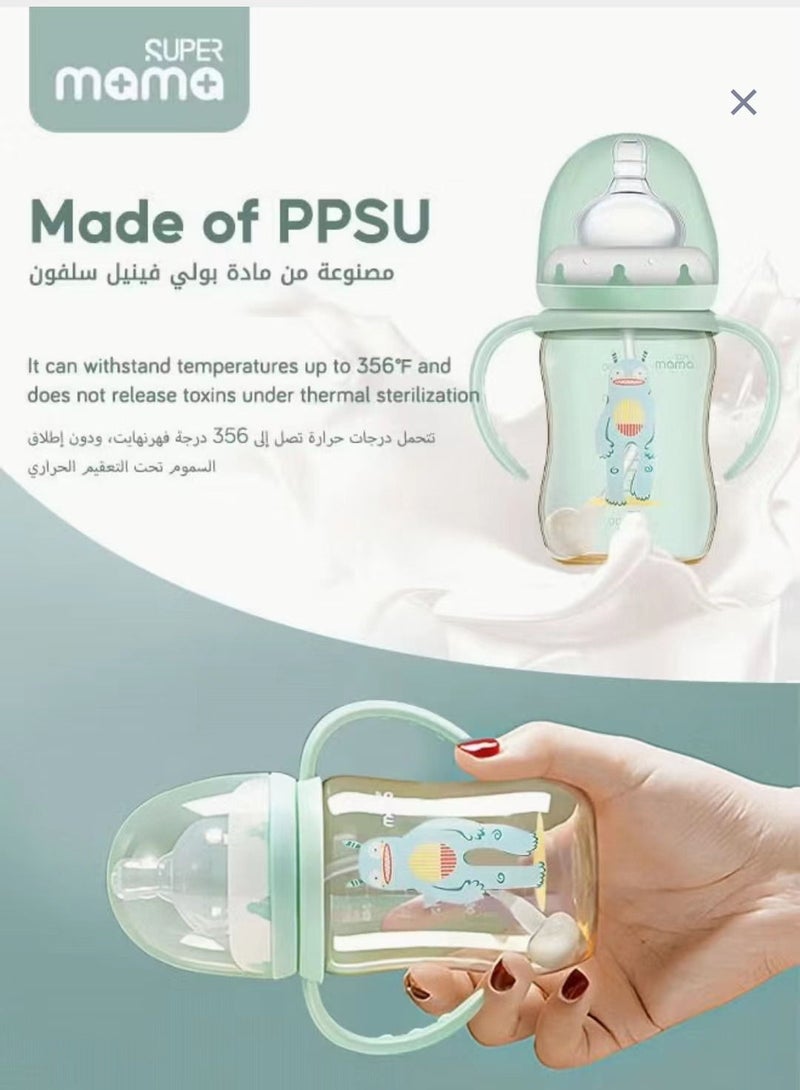 سوبر ماما PPSU سيليكون الحلمة مع مقبض زجاجة الرضاعة - Image 3