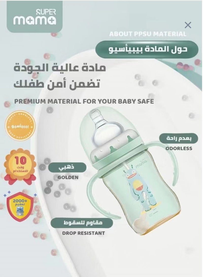 سوبر ماما PPSU سيليكون الحلمة مع مقبض زجاجة الرضاعة - Image 2