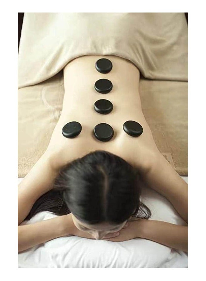 16 Pcs Hot Stones Massage Set Hot Stones for Massage Bianstone Hot Massage Stones Black Smooth Massage Hot Stones Set - Image 2