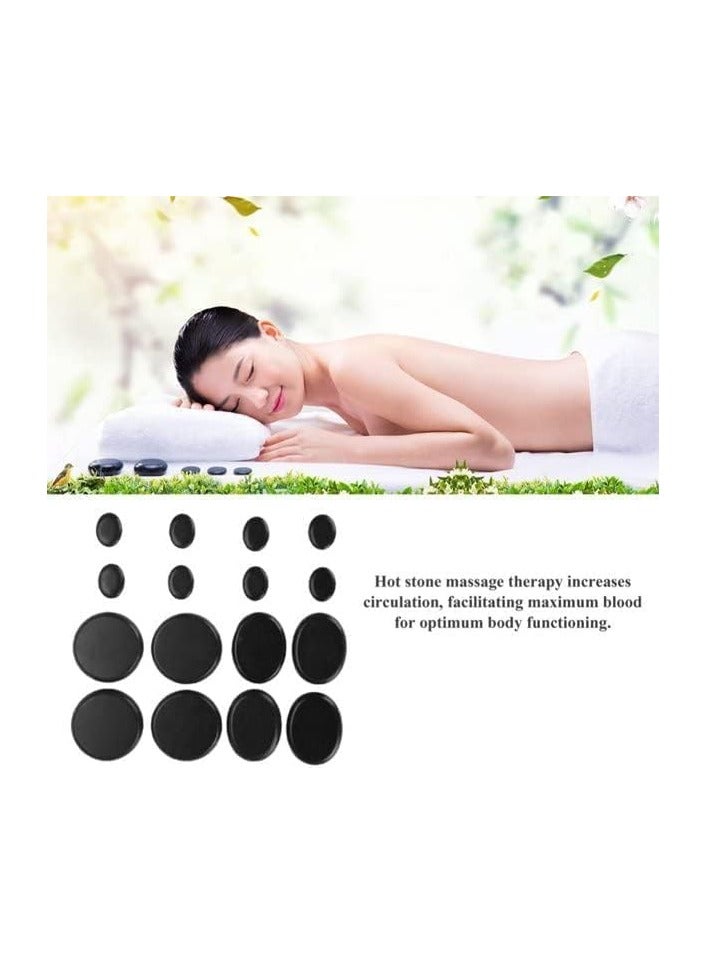 16 Pcs Hot Stones Massage Set Hot Stones for Massage Bianstone Hot Massage Stones Black Smooth Massage Hot Stones Set - Image 1