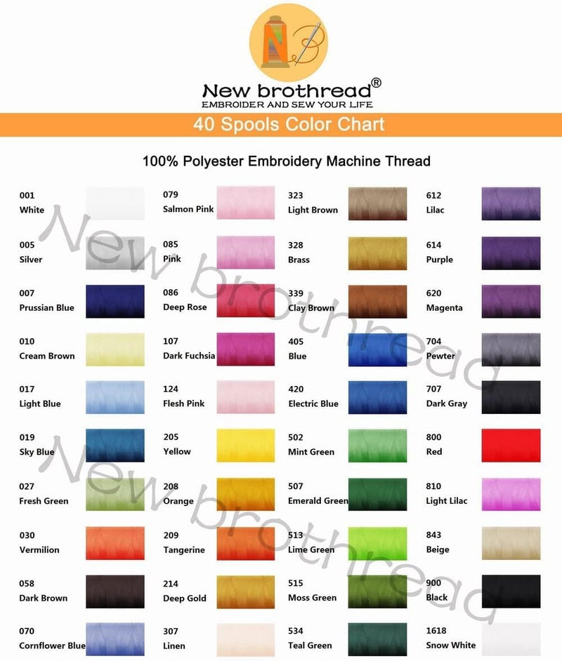 New brothread 40 Spools Polyester Machine Embroidery Thread Kit 500M Colors Compatible with Brother Colors - Image 5