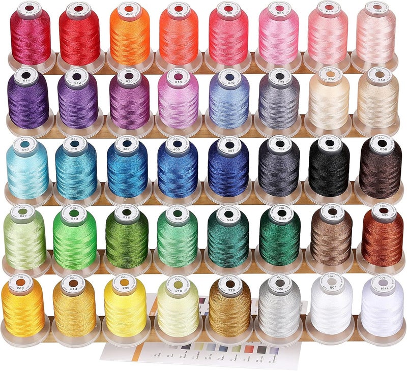 New brothread 40 Spools Polyester Machine Embroidery Thread Kit 500M Colors Compatible with Brother Colors - Image 1