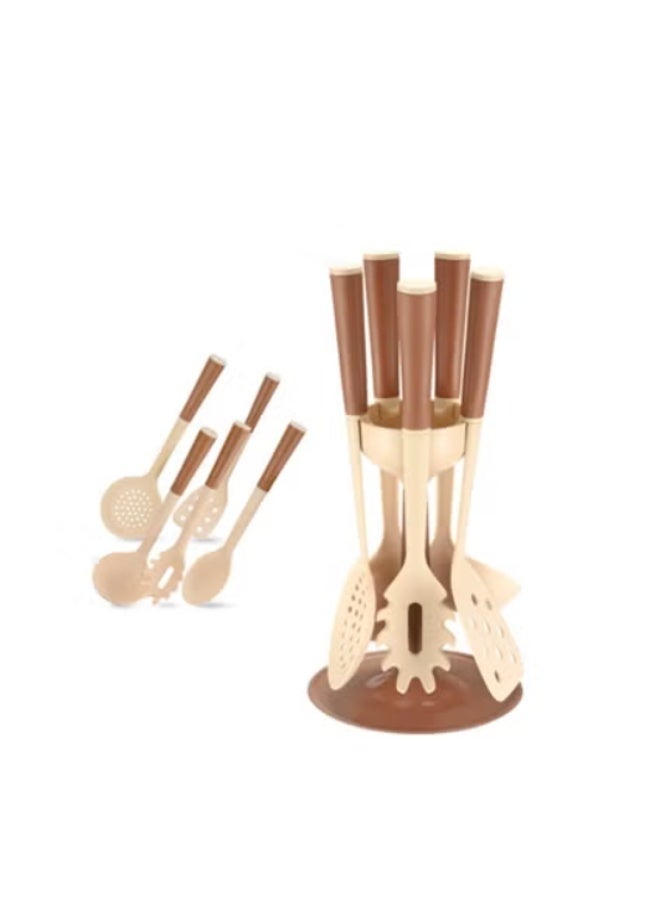 6-Piece Nylon Kitchen Utensils Set with Holder - Non-Stick & Heat Resistant Cookware Tools