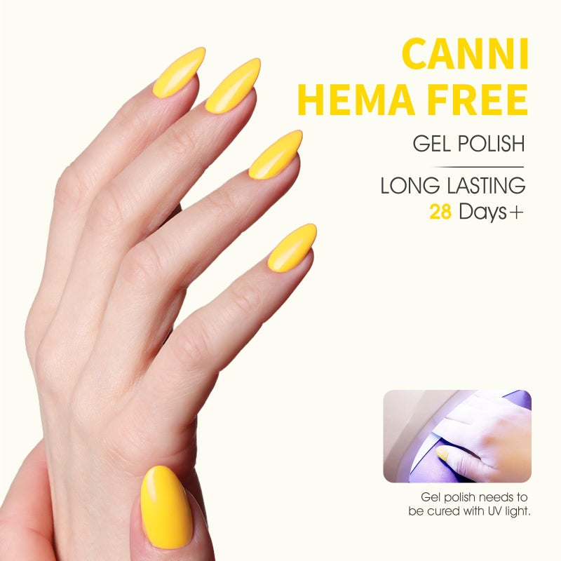 CANNI Yellow Gel Nail Polish, 1Pcs Pastel Yellow Gel Polish Color High Gloss Soak Off U V Nail Manicure Salon DIY - Image 3