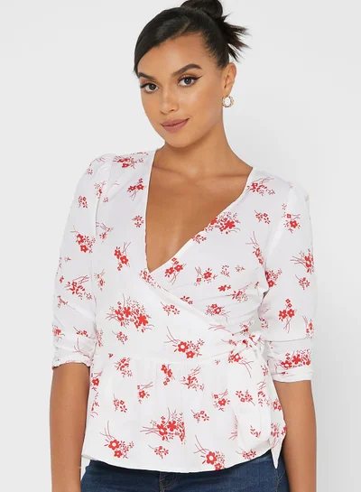 Ginger Printed Wrap Top