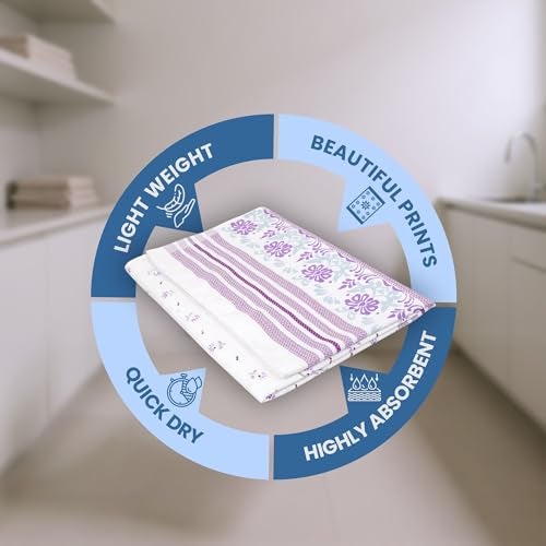 ZAHYA 100% Cotton Floral Bath Towels – Large Size, Set of 2, Super Soft, Quick Dry, Lightweight, Absorbent, Stitched Border - Image 4
