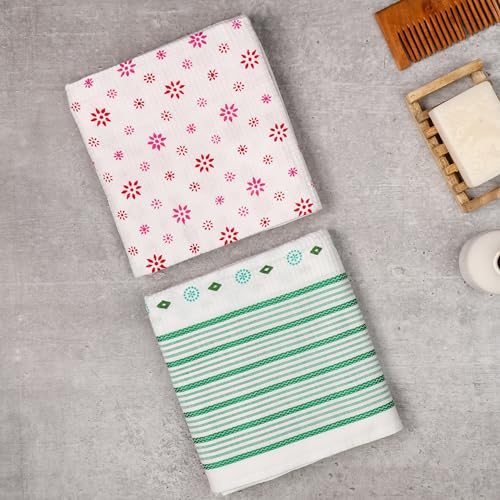 ZAHYA 100% Cotton Floral Bath Towels – Large Size, Set of 2, Super Soft, Quick Dry, Lightweight, Absorbent, Stitched Border - Image 1