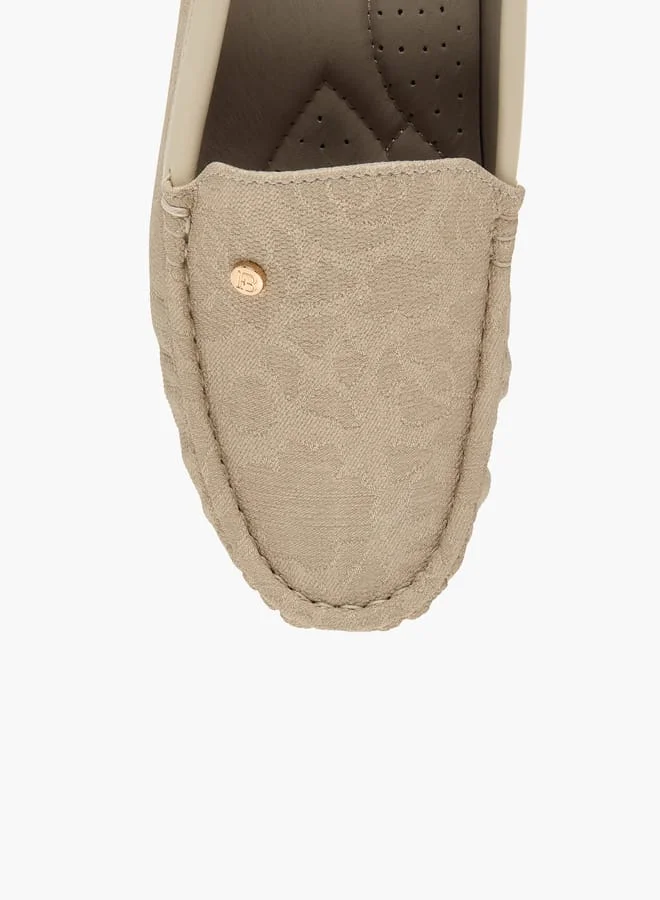 Flora Bella By Shoexpress Women Floral Textured Slip-On Comfort Loafers with Wedge Heels
