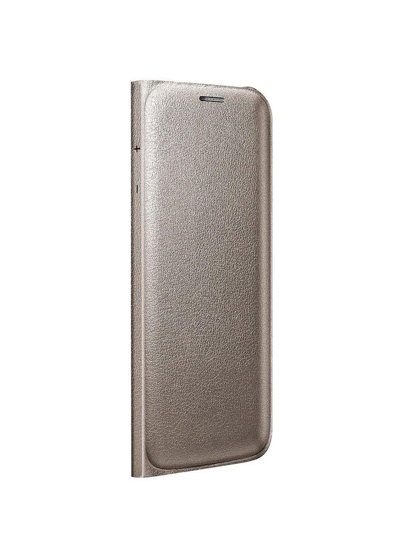For Samsung Galaxy A8 Plus (2018) Leather View Flip Case , Without Sensor , Card Slot and Full Protection Cover Compatible With Samsung Galaxy A8 Plus (2018) (6.0") (Gold)  - Image 1