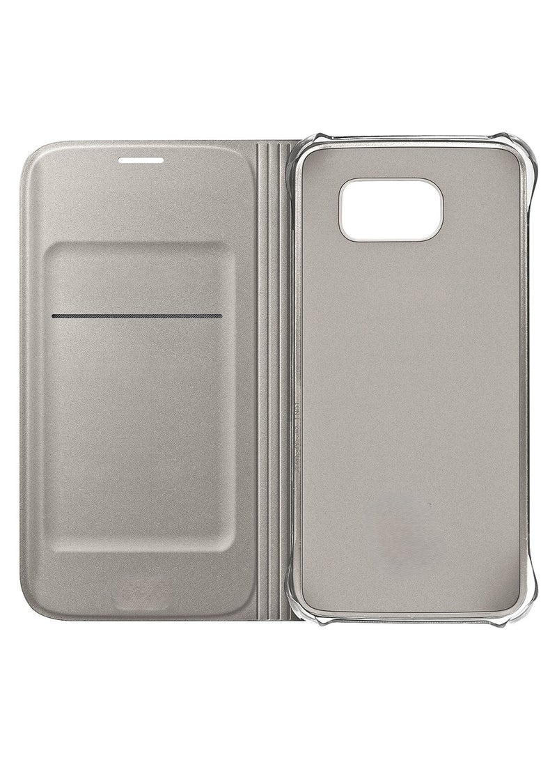 For Samsung Galaxy A8 Plus (2018) Leather View Flip Case , Without Sensor , Card Slot and Full Protection Cover Compatible With Samsung Galaxy A8 Plus (2018) (6.0") (Gold)  - Image 3