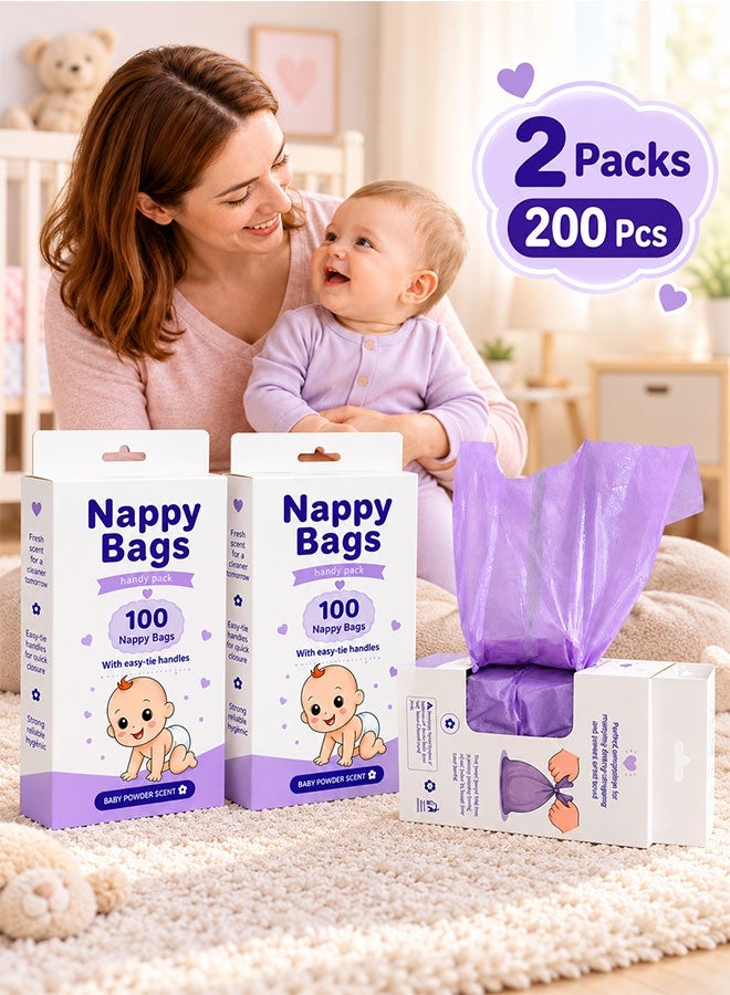 Super ZYouth 200 Pcs Disposable Diaper Sacks, Odour Control Baby Nappy Disposal Bags with Easy-Tie Handles, Leak-Resistant Diaper Bags for Collecting Nappies and Rubbish, Home & Travel Use - Image 1