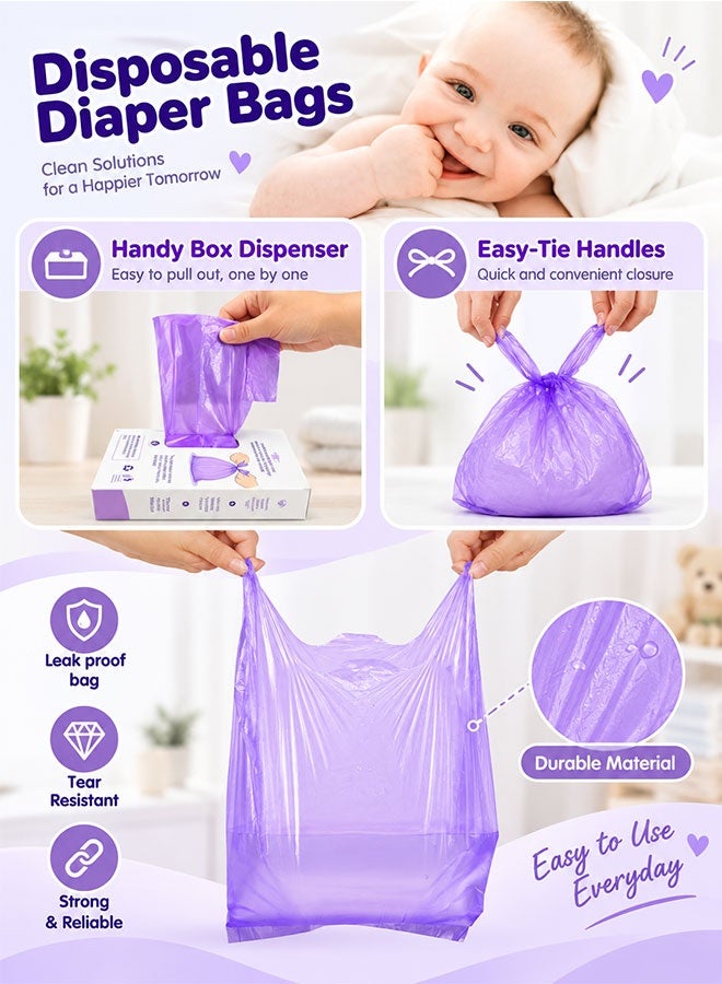 Super ZYouth 200 Pcs Disposable Diaper Sacks, Odour Control Baby Nappy Disposal Bags with Easy-Tie Handles, Leak-Resistant Diaper Bags for Collecting Nappies and Rubbish, Home & Travel Use - Image 5