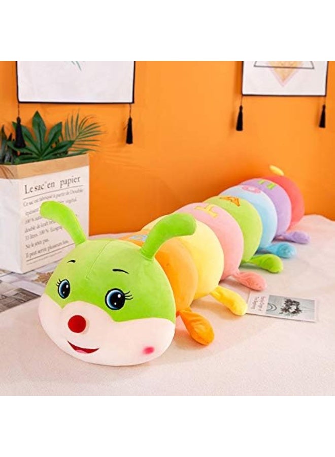 رالي دمية يرقة كاتربيلر محشوة كبيرة – لعبة قطيفة عملاقة متعددة الألوان وسادة عناق ناعمة للأطفال والكبار - Image 1